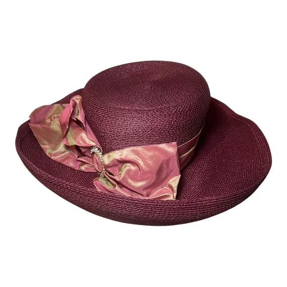 Orit Parente Milinery New York Hat Berry Bow Straw Sombrero Church Diamonds - Picture 1 of 12